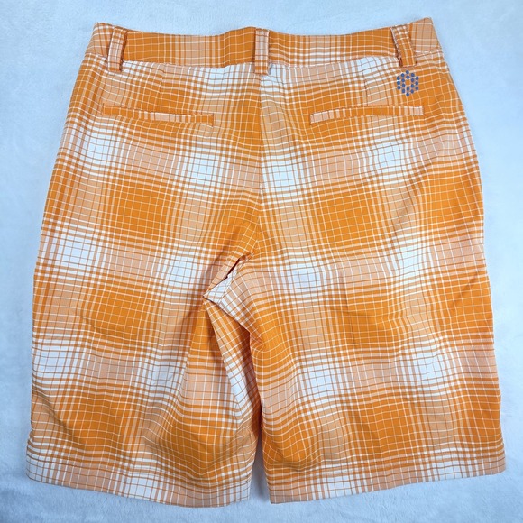 Puma Cobra Golf Mens Dry Cell Stretch Orange Plaids Casual Shorts Size 32 NWT - Picture 2 of 8